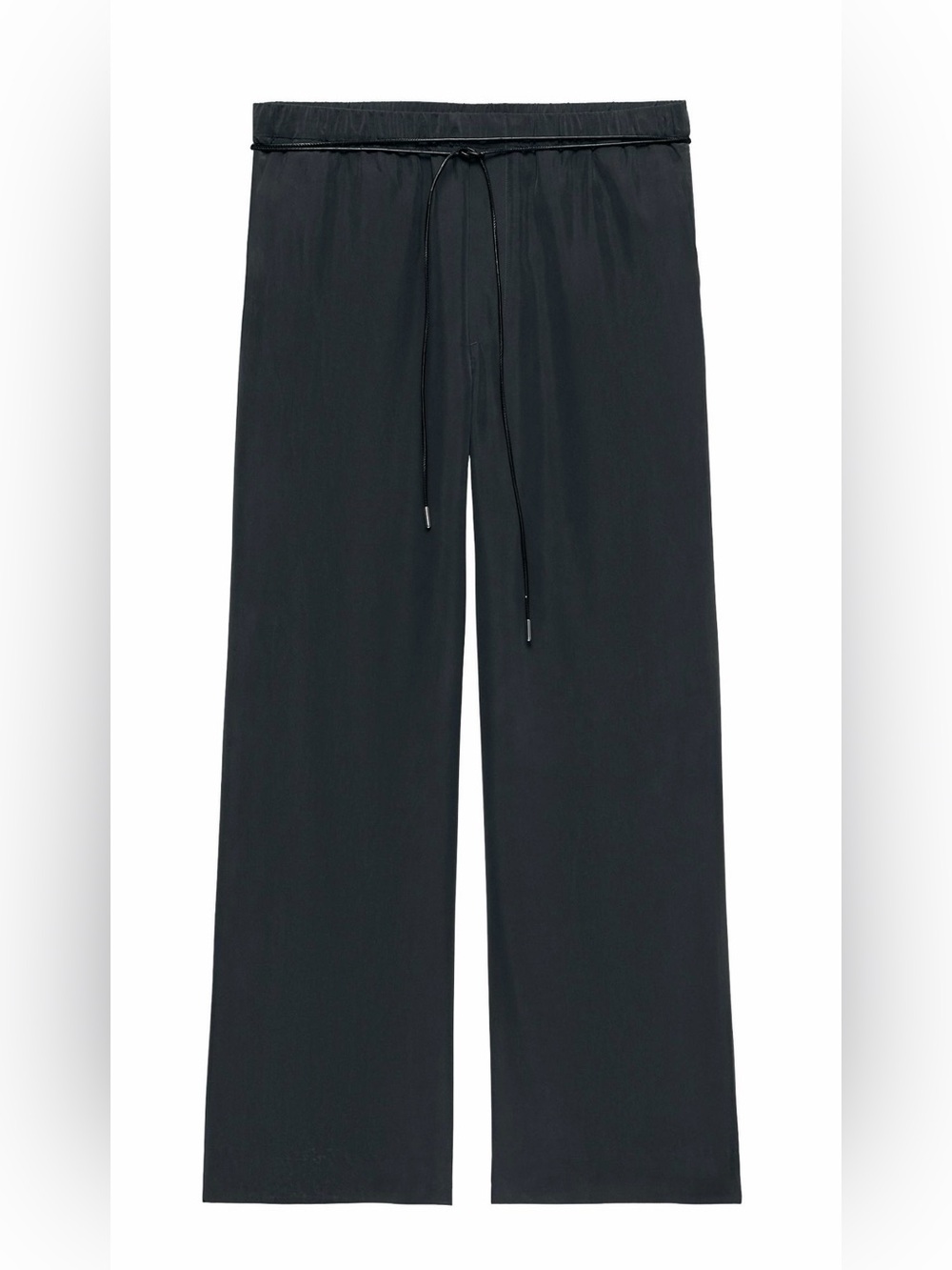 Zara x Collectors 100% Silk Wide Leg Lightweight Pants w/ Thin Leather Belt